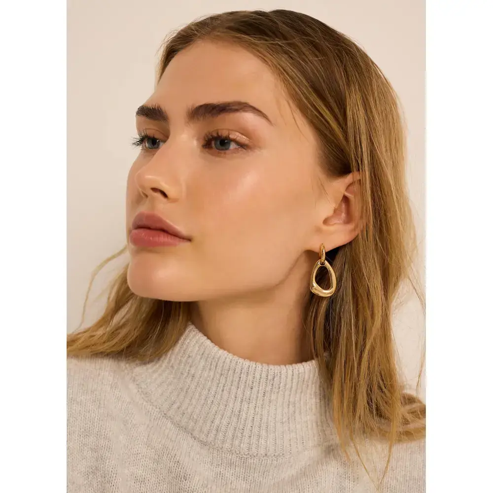 Mint Velvet Gold Tone Sculpted Drop Earrings